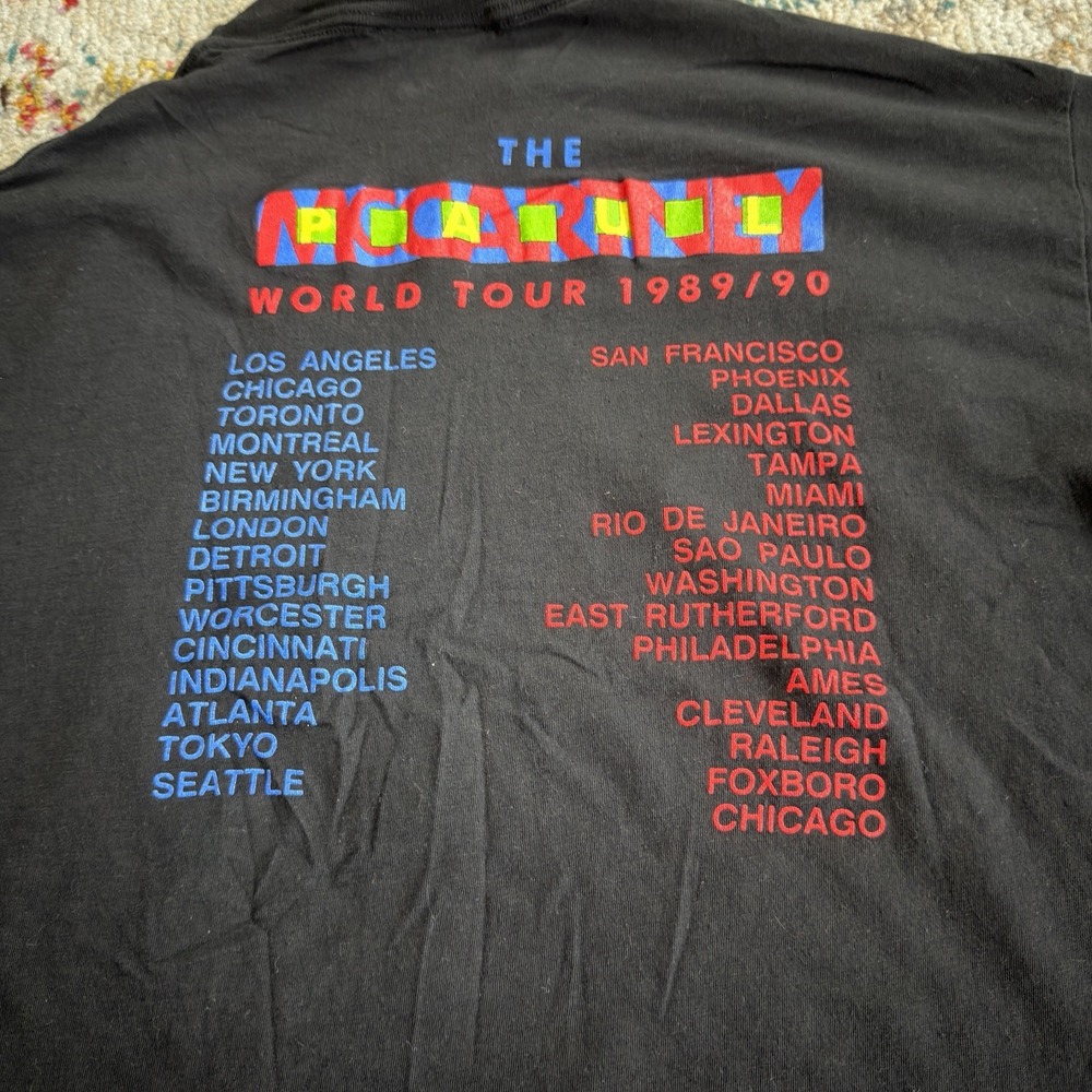 Vintage PAUL McCARTNEY 1989/90 2 sided single stitch world tour shirt Brockum L - Picture 2 of 8